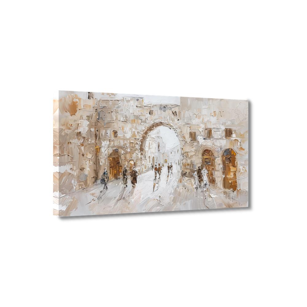 Aikoro White Arches in Jerusalem Canvas Print Painting Abstract Style Framed Poster Picture for Living Room Wall Decor